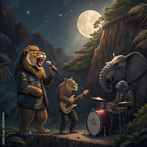 Jungle Rock Band – Heavy Metal Animals Under Full Moon