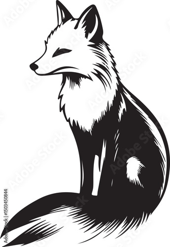 Fox Logo Silhouette Vector Illustration on Transparent Background