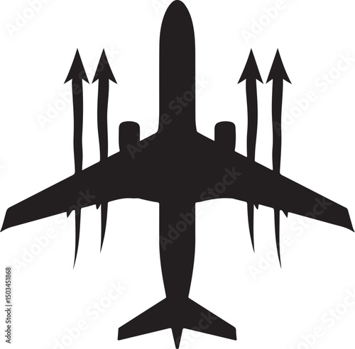 Airplane Silhouette with Motion Effect vector