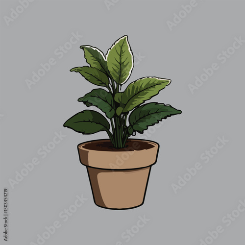 Simple illustration of a houseplant in a pot.