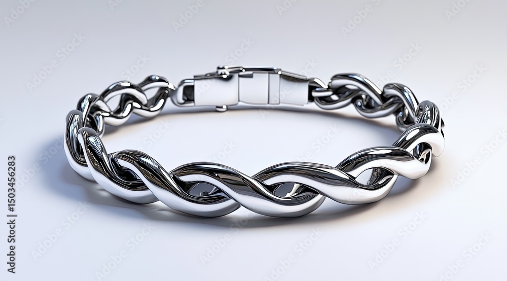 Obraz premium Sleek silver braided bracelet