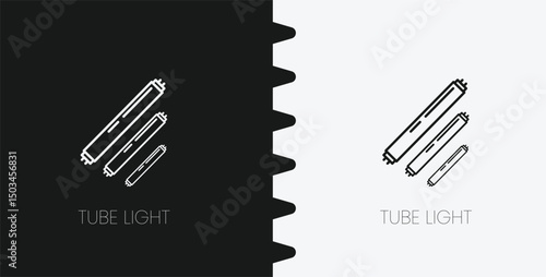 Tube Light Icon Vector Simple Outline Illustration of Linear Fluorescent Lamp Graphic