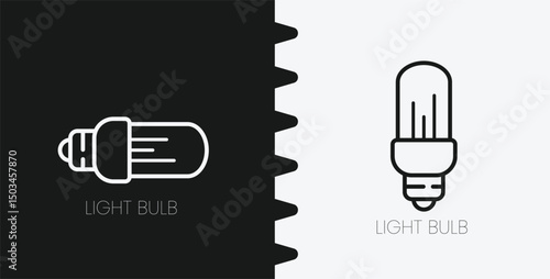 Minimalist Energy Saving Light Bulb Icon Vector Simple Outline Illustration of Fluorescent Lamp Graphic