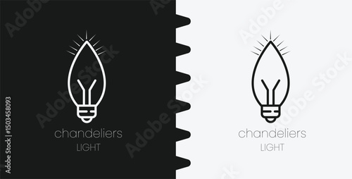 Minimalist Light Bulb Icon Vector Simple Outline Illustration of Lamp for Chandeliers and Lighting Graphic