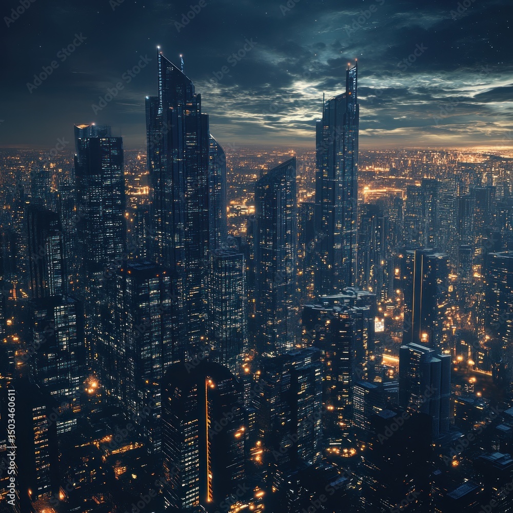Obraz premium Futuristic cityscape at twilight