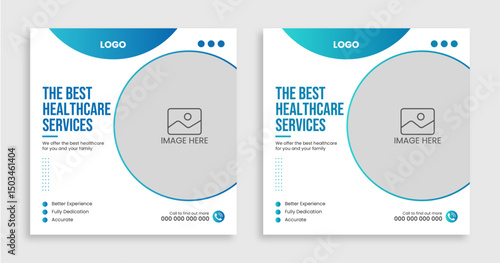 Healthcare social media post banner, Medical healthcare promotion banner template design