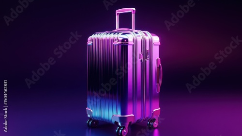 Modern suitcase with neon lighting