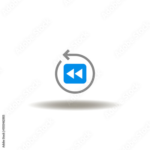 Free Download Vector illustration of left arrows and back round arrow. Symbol of recap. Icon of backward, rewind. - GFXLoad