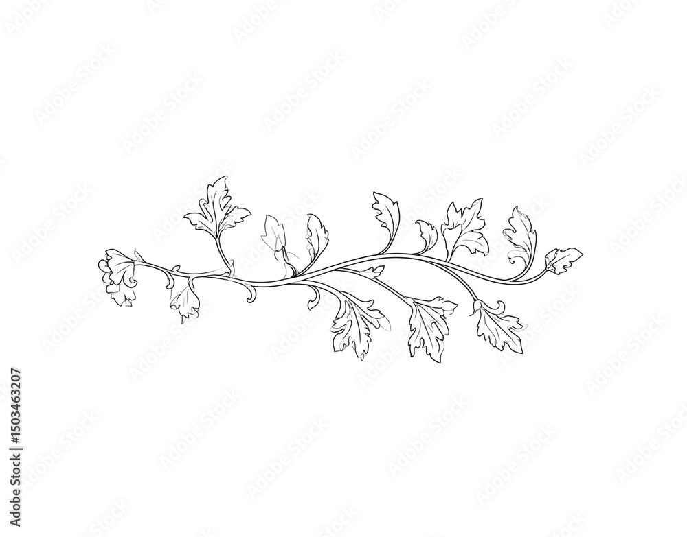 Fototapeta premium Elegant silver leaf vine with intricate details and delicate tendrils design