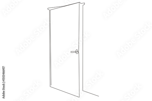 Line Art Door Silhouette. Outline Frame Room Door Symbol Isolated on White. Graphic Home Interior Entrance Element. One Editable Thin Stroke. Sketch Door Contour Frame Border.