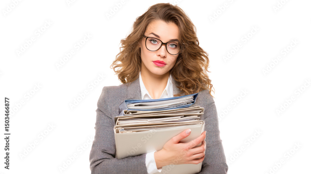 Businesswoman with documents, isolated on white background. Businesswoman with documents, isolated on white background.