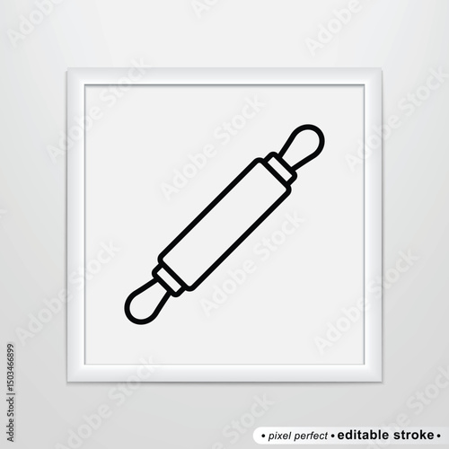 Rolling pin thin line icon, editable stroke, pixel perfect, compatible for app or web, isolated on a white background