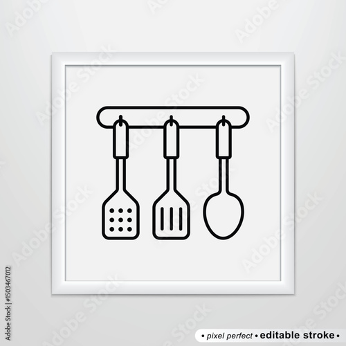 Spatula thin line icon, editable stroke, pixel perfect, compatible for app or web, isolated on a white background