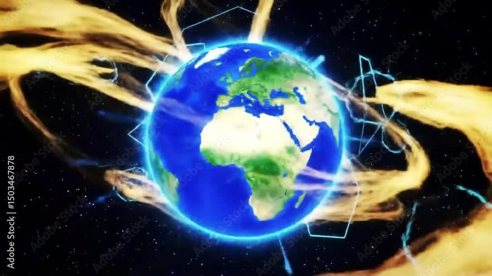 Abstract Earth Globe Animation with Energy Flows and Geometric Elements Abstract Earth Globe Animation with Energy Flows and Geometric Elements