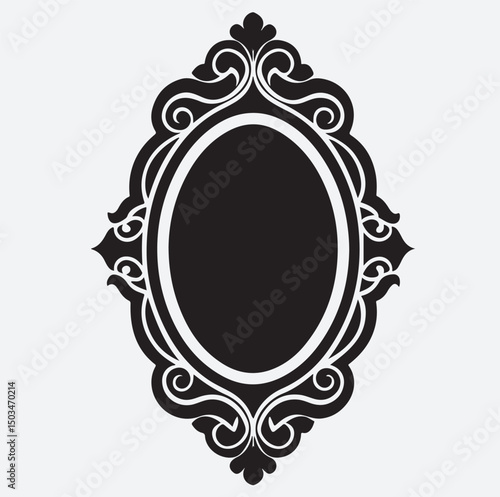 mirror with frame icon silhouette vector art illustration