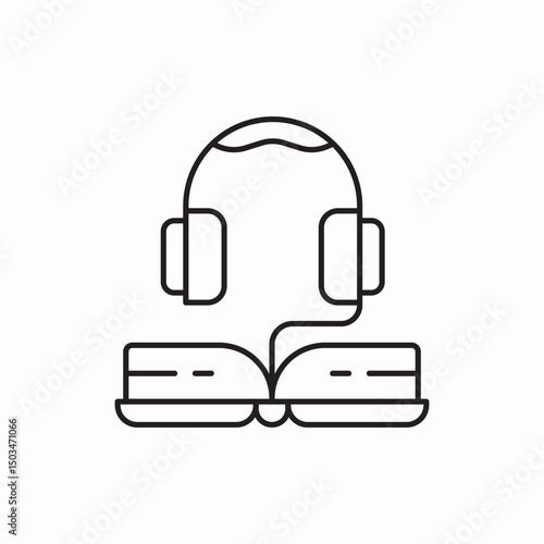 headphones book audio icon sign vector
