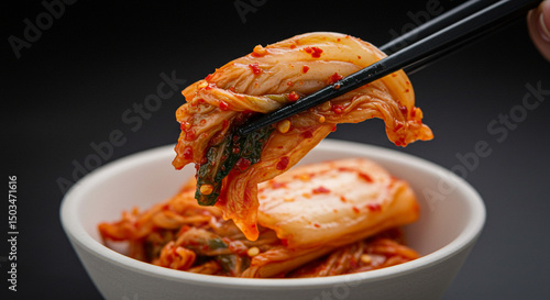 Spicy Korean Kimchi Traditional Fermented Side Dish in Bowl