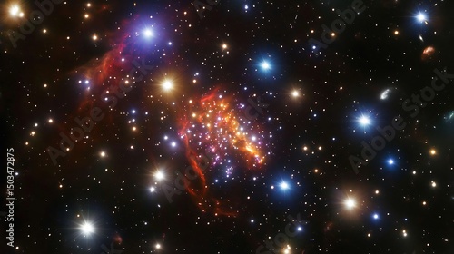 Wallpaper Mural Stunning illustration of star clusters forming within stellar nurseries surrounded by colorful gas clouds and cosmic dust in the heart of a galaxy Torontodigital.ca