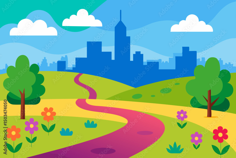 Obraz premium landscape with city landscape
