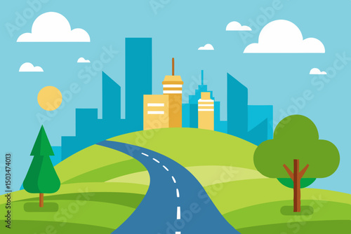 landscape with city