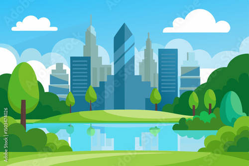 city landscape with trees