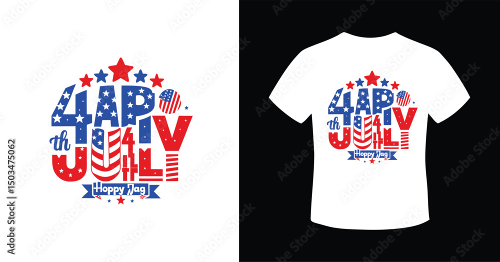 Fototapeta premium Adobe Illustrator Artwork American land of the free 4th of july independence day t-shirt design. 