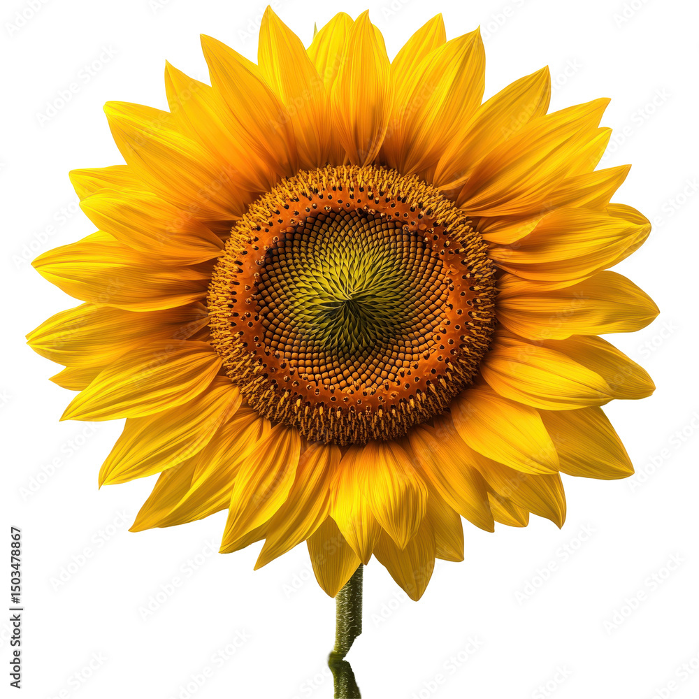 Radiant Sunflower Blossom: A Study in Golden Petals and Spiraling Seeds Radiant Sunflower Blossom: A Study in Golden Petals and Spiraling Seeds
