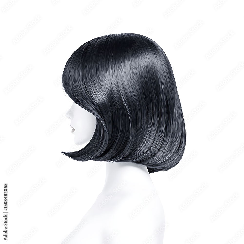 Fototapeta premium Sleek Black Bob Wig on Mannequin.