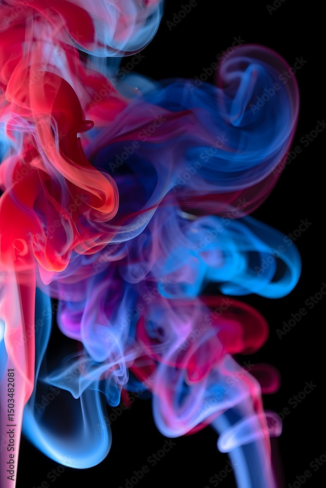 Naklejka premium Abstract Colorful Smoke Art Vivid Red, Blue, and Purple Swirls