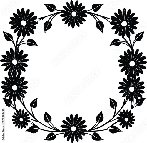 Horizontal Daisy Chain Border Silhouette