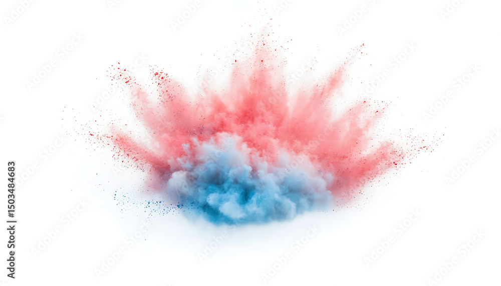 Red blue powder explosion burst. Red blue powder explosion burst.