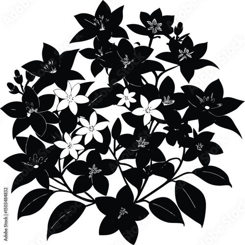 Jasmine Flower Silhouette Cluster