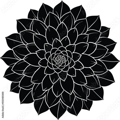 Large Bloom Silhouette With Layered Petals