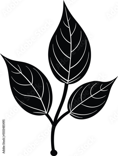 Leaf And Bud Silhouette On Thin Stem