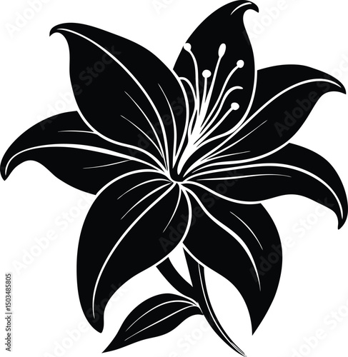 Lily Silhouette With Elegant Curved Petals