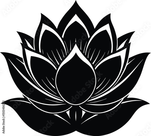 Lotus Flower In Bloom Silhouette