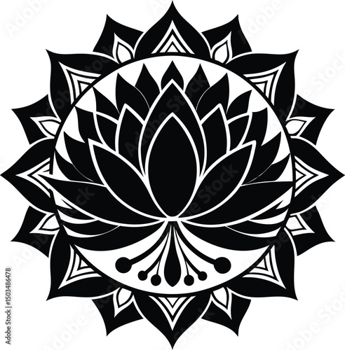 Lotus Flower Silhouette Centered And Symmetrical
