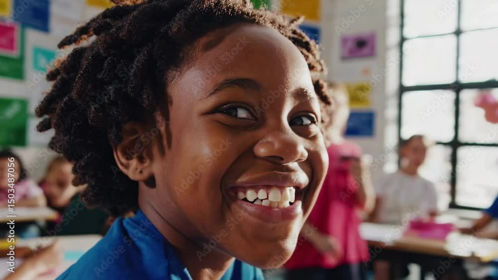 Lively classroom interaction: kids smiling, learning, engaging in active education Lively classroom interaction: kids smiling, learning, engaging in active education