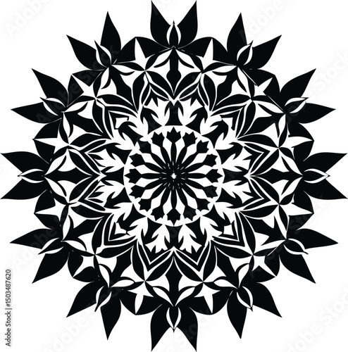 Mandala Made From Flower Silhouettes