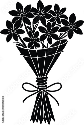 Minimal Flower Bunch Tied With Twine Silhouette