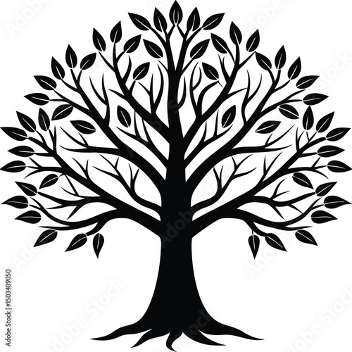 Minimalist Single Line Tree Silhouette