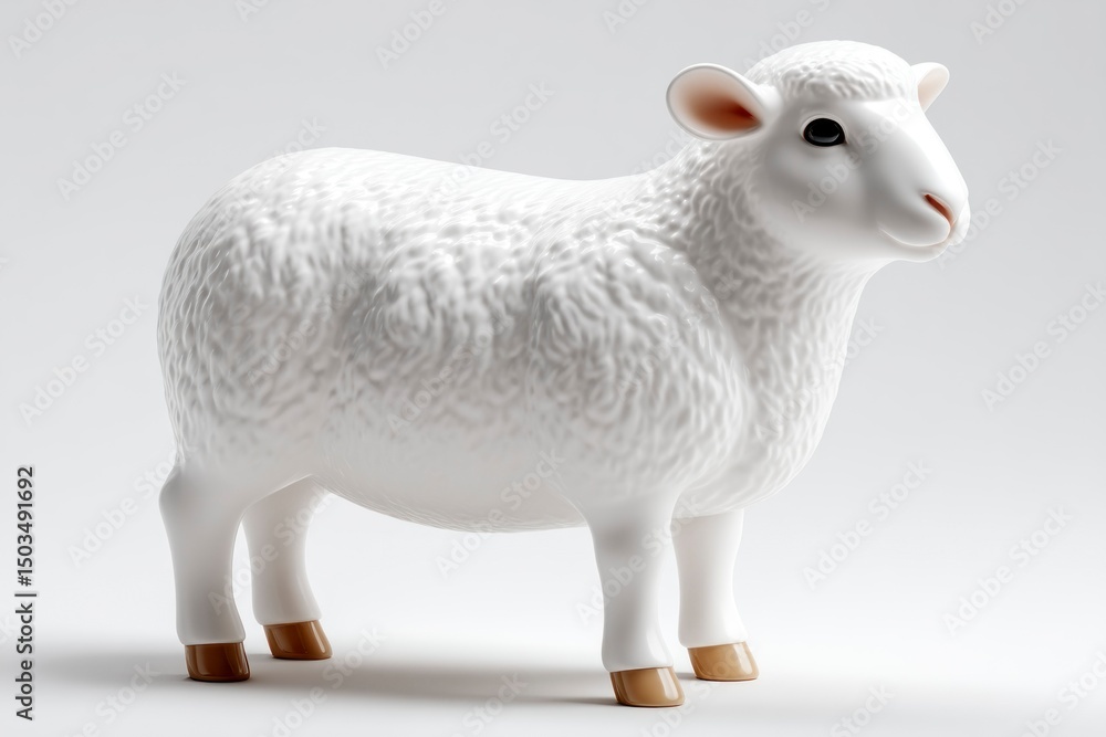 Fototapeta premium A lifelike white sheep figurine with detailed wool texture perfect for farm animal themes and