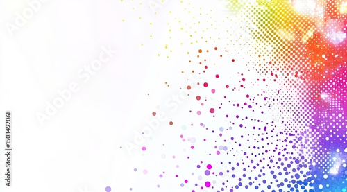 Rainbow confetti bursts on white background