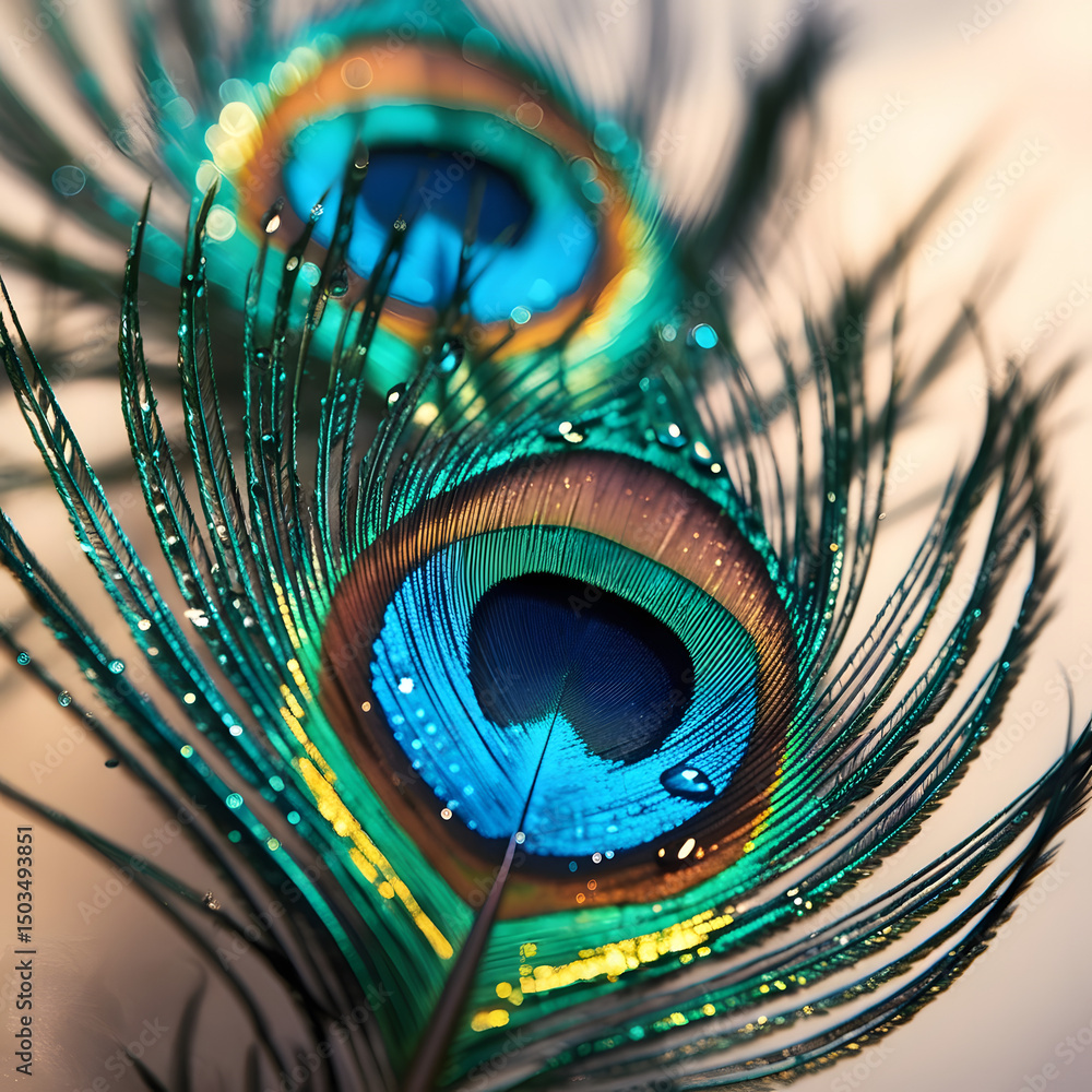 Naklejka premium peacock feather closeup
