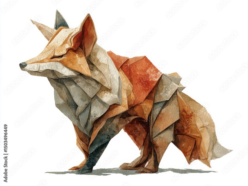 Fototapeta premium Geometric Watercolor Fox Illustration