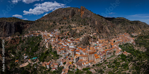 Aerial view of Ayna, Albacete, Castilla-La Mancha, Spain