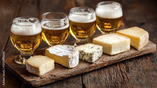 Beer  Cheese Pairing Rustic Wooden Delight.
