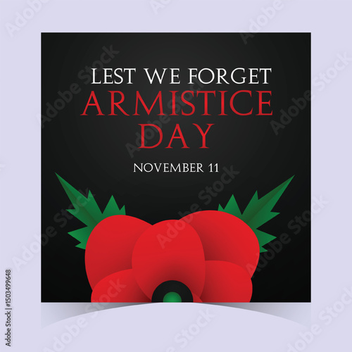 Elegant Black Armistice Day Poster with Large Red Poppy