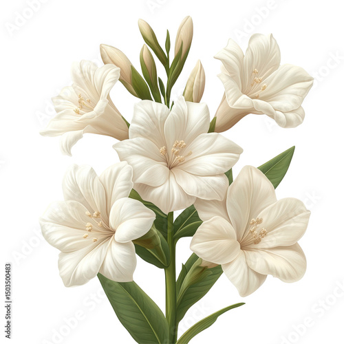 Wallpaper Mural Elegant blossoms of a fanciful white amaryllis composition against solid backdrop Torontodigital.ca