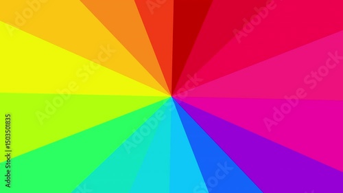 A vibrant radial burst of rainbow colors spinning from the center, creating a dynamic and abstract visual motion effect.